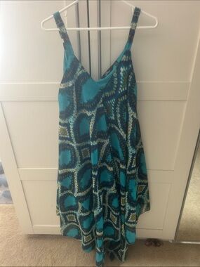 Mlle Gabrielle Teal & Black Geometric Maxi Dress